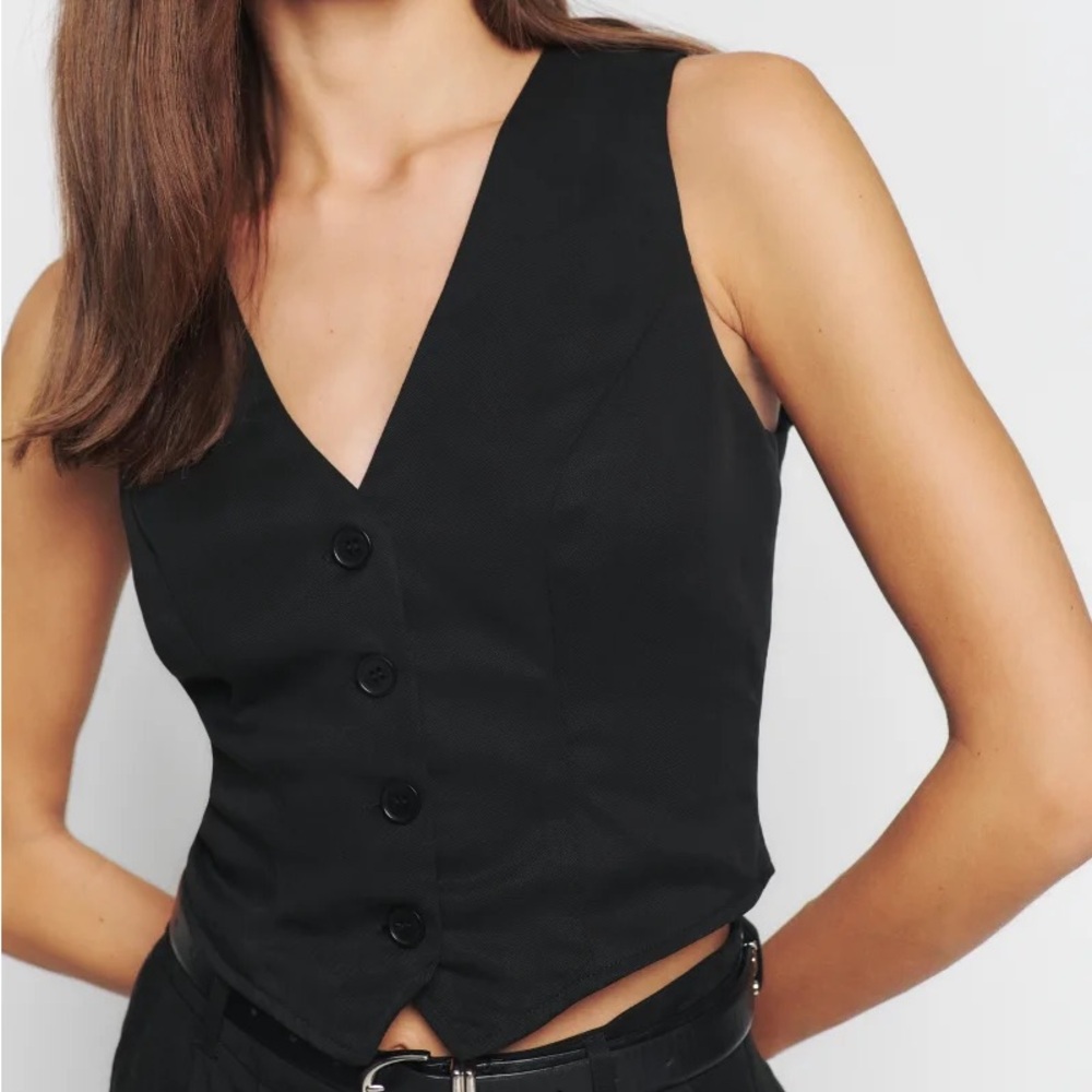 Reformation Black Button Vest